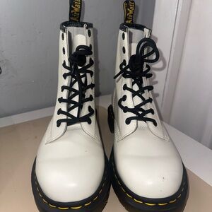 Dr. Martens White Boots with Black Laces